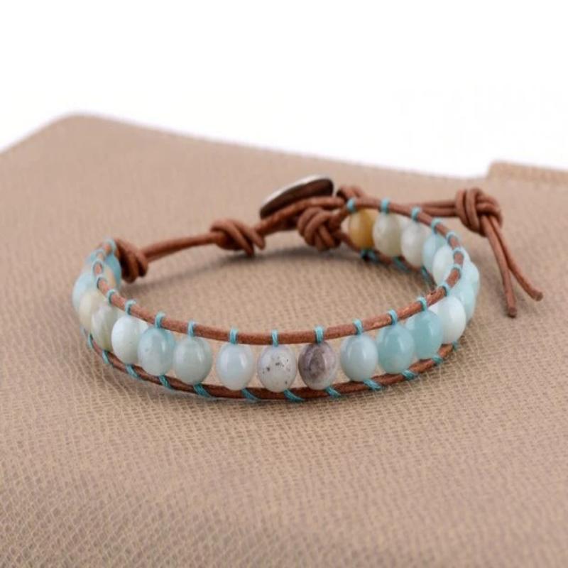 Amazoniet Blue - Leren Armband Myspirituals