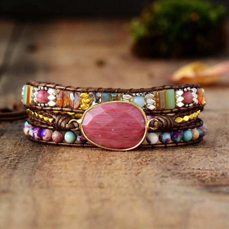 Roze Bohemian Wikkelarmband Myspirituals